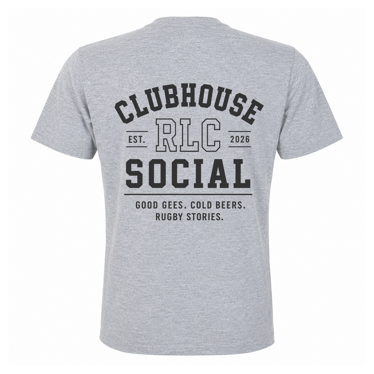 Back view of Rugby Life Co Clubhouse Social T-Shirt