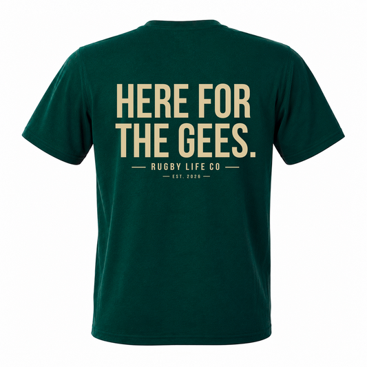 Back view of Rugby Life Co Here for the Gees T-Shirt