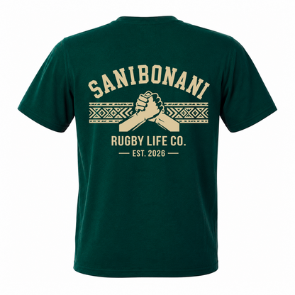 Back view of Rugby Life Co Sanibonani T-Shirt