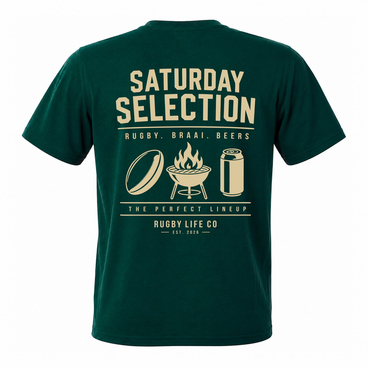 Back view of Rugby Life Co Saturday Selection T-Shirt