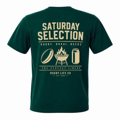 Back view of Rugby Life Co Saturday Selection T-Shirt