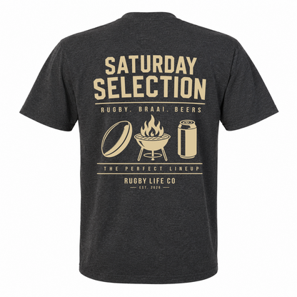 Back view of Rugby Life Co Saturday Selection T-Shirt