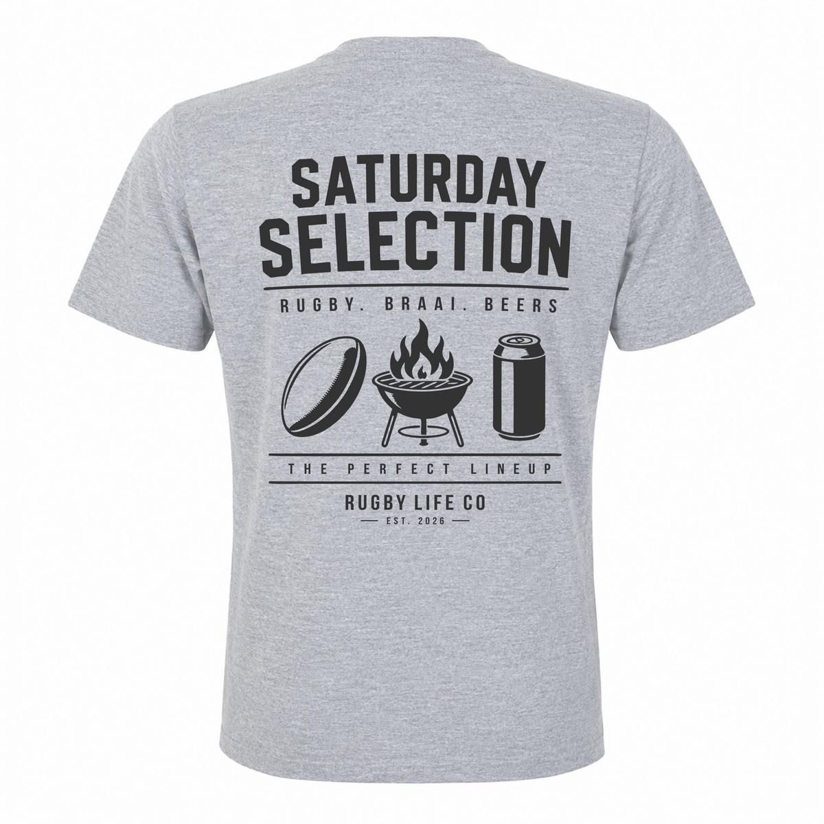 Back view of Rugby Life Co Saturday Selection T-Shirt