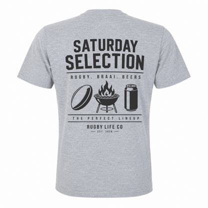 Back view of Rugby Life Co Saturday Selection T-Shirt