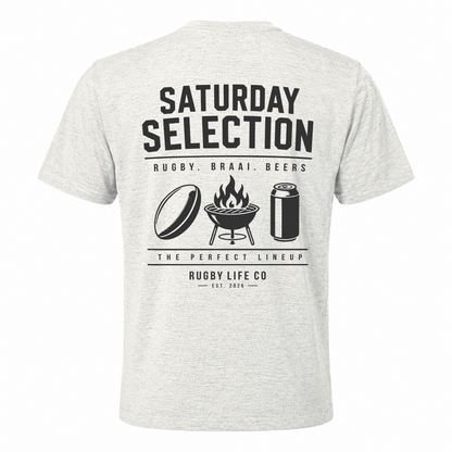 Back view of Rugby Life Co Saturday Selection T-Shirt