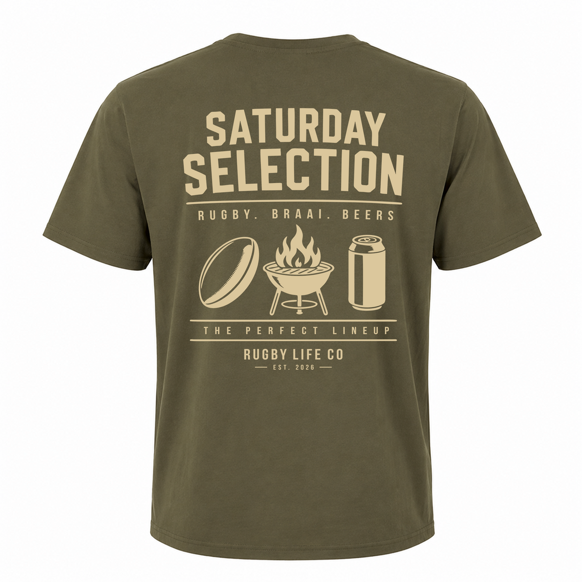 Back view of Rugby Life Co Saturday Selection T-Shirt