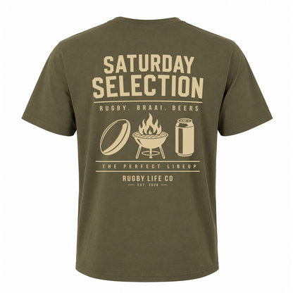 Back view of Rugby Life Co Saturday Selection T-Shirt