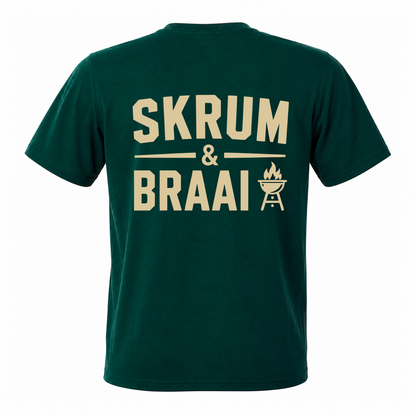 Back view of Rugby Life Co Skrum & Braai T-Shirt