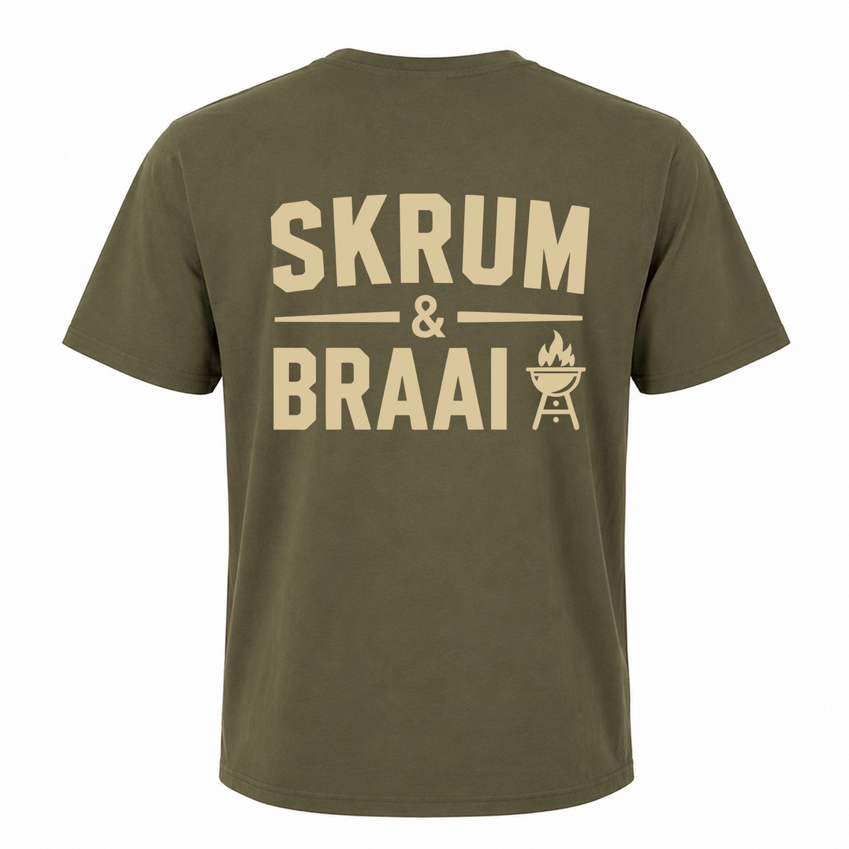 Back view of Rugby Life Co Skrum & Braai T-Shirt