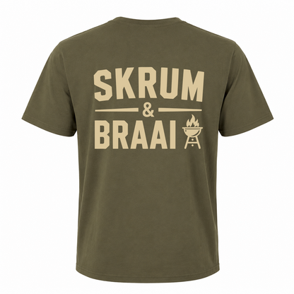 Back view of Rugby Life Co Skrum & Braai T-Shirt