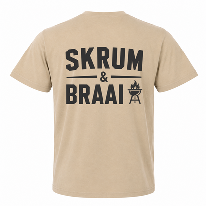 Back view of Rugby Life Co Skrum & Braai T-Shirt